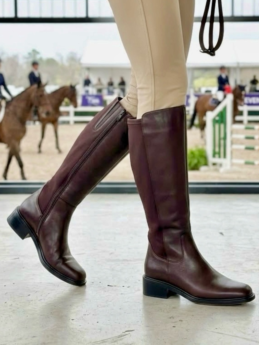 Franco Sarto Gisella Knee High Boots Burgundy Leather Low Heel Side Zip Size 9M